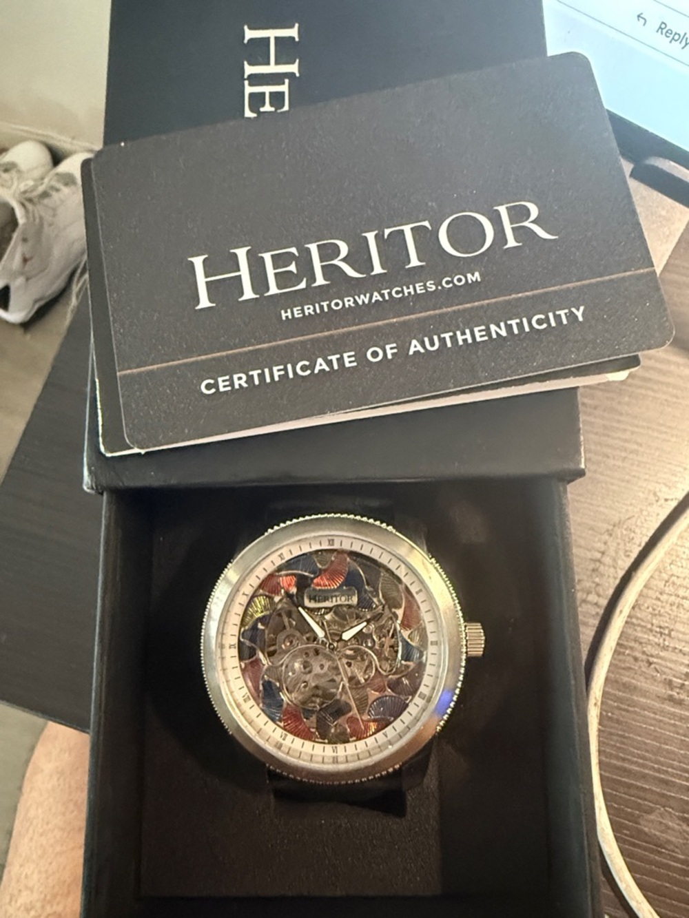 Men's Silver Skeleton Dial Watch - Multicolor Accents
